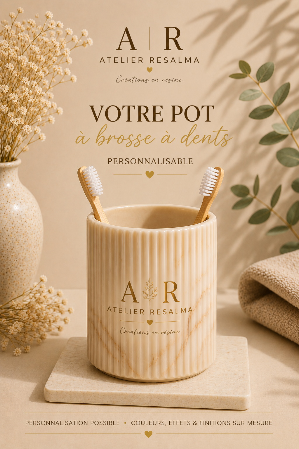 Pot à brosse à dents personnalisable