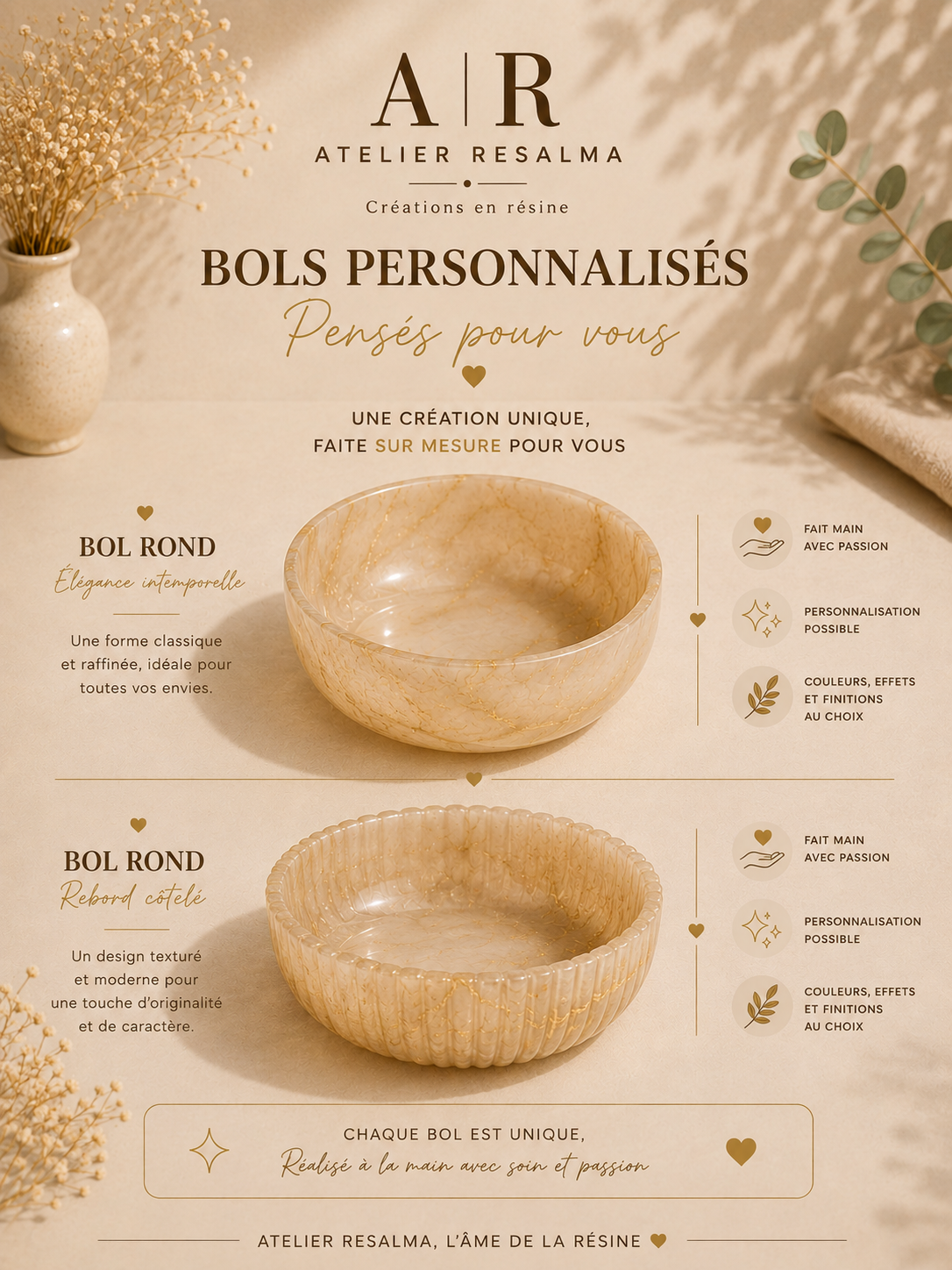 Bol personnalisable en résine époxy